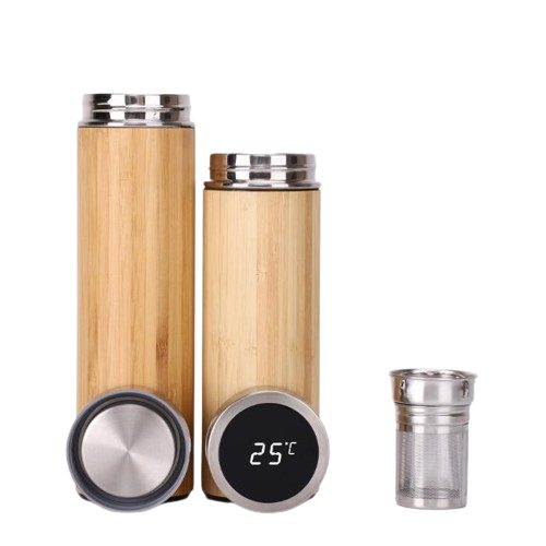 Bamboo Smart Thermos — LED Temperature Display