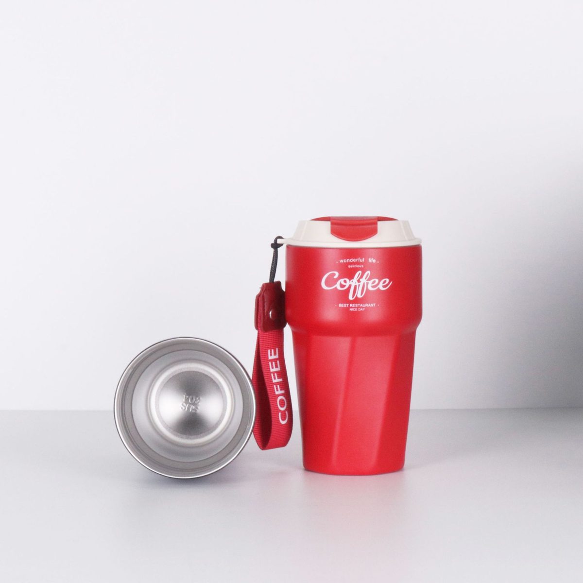 Travel Coffee Mug with Carry Strap view